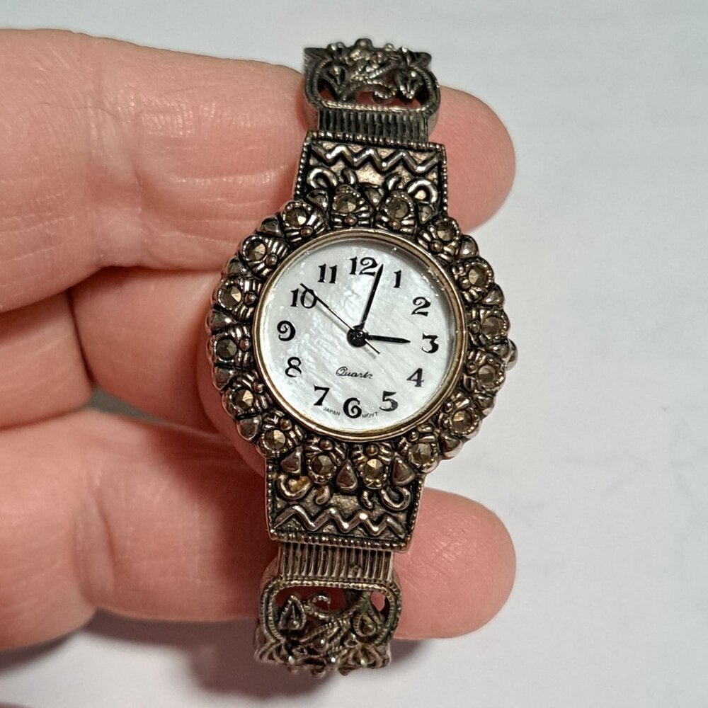 silver tone women's clamp bracelet watch - Picture 7 of 8